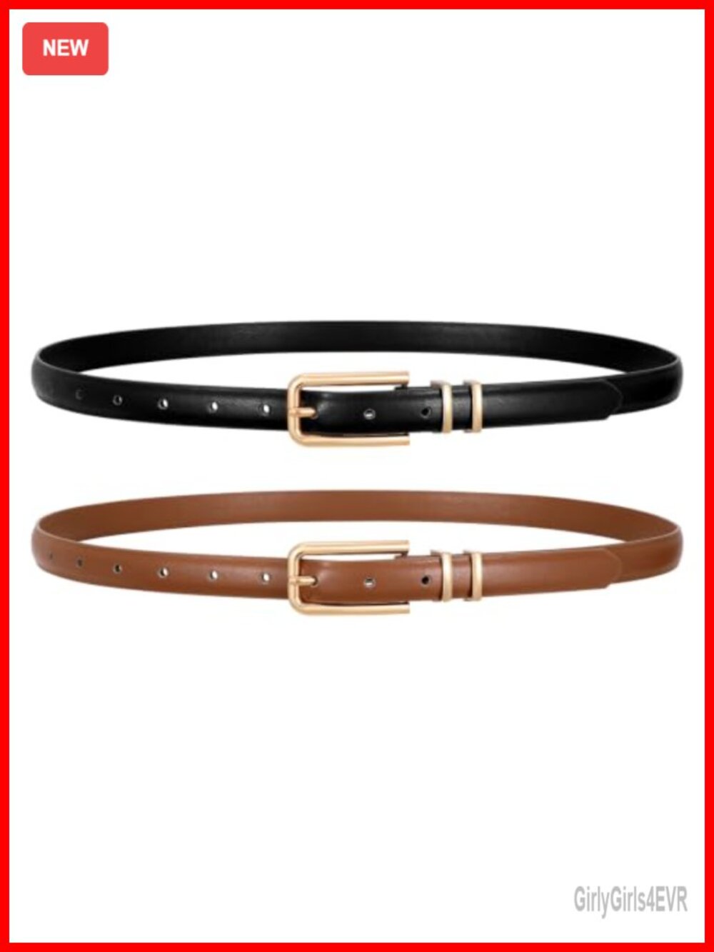 Thin Faux Leather Skinny Belt Set Slim Waist Belts for Jeans Dress Pants
